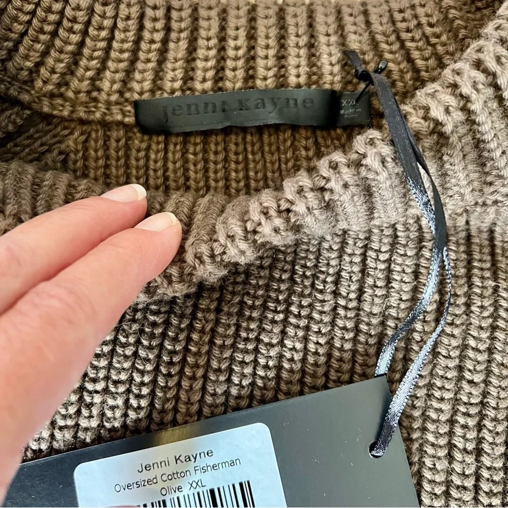 NWT *sold out* Jenni Kayne Oversized Cotton Fisherman sweater Olive moss XXL - Picture 13 of 16